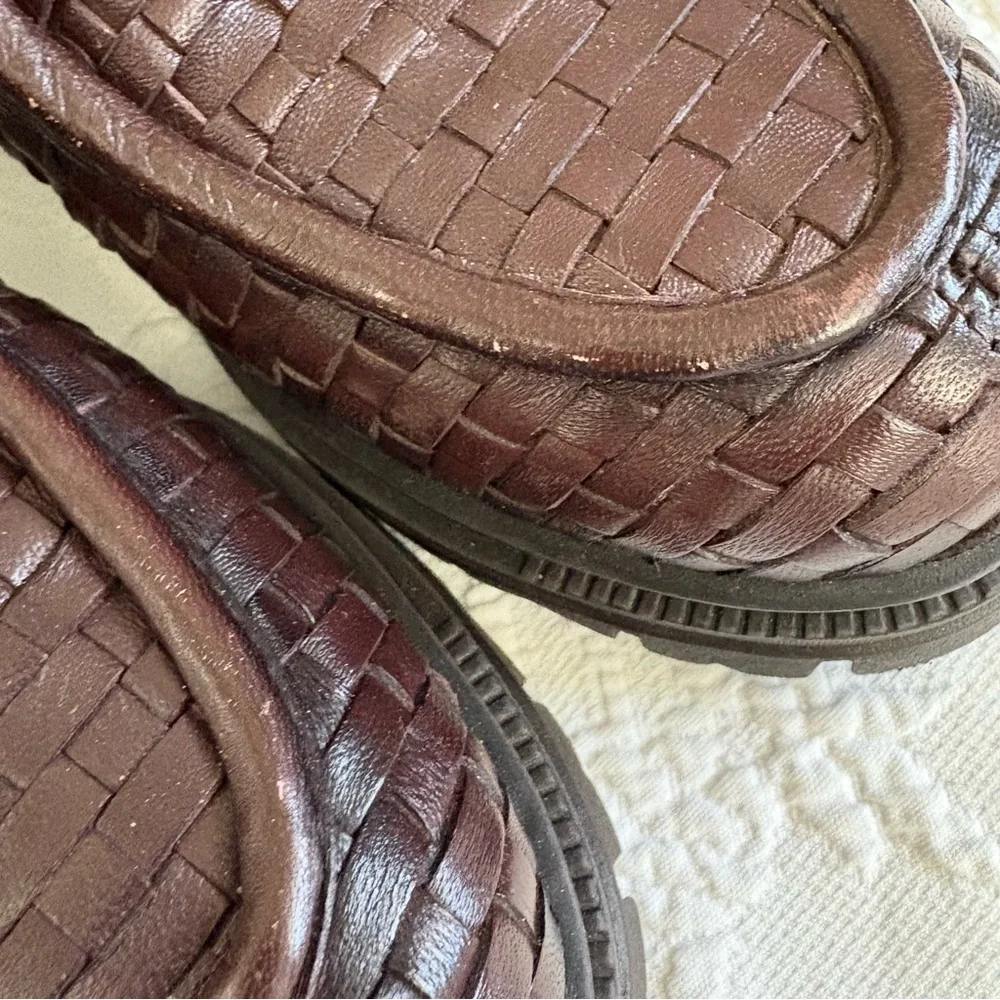 Vintage Foundry Clotilde chunky loafer Women’s 9 brown leather woven platform - Picture 9 of 16